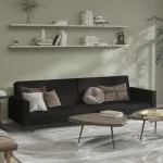 Canapea extensibilă cu 2 locuri, negru, catifea GartenMobel Dekor