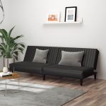 Canapea extensibilă cu 2 locuri, negru, piele ecologică GartenMobel Dekor