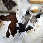 Covor, alb și negru, 180x220 cm, piele naturală de vacă GartenMobel Dekor