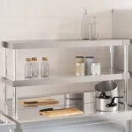 Raft cu 2 niveluri masă de lucru, 110x30x35 cm, oțel inoxidabil GartenMobel Dekor