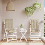 Perne de scaun cu spătar înalt, 2 buc, bej, țesătură Oxford GartenMobel Dekor