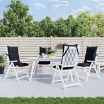 Perne de scaun cu spătar înalt, 4 buc, negru, țesătură Oxford GartenMobel Dekor