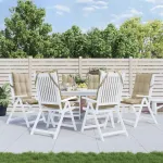 Perne de scaun cu spătar înalt, 6 buc, bej, țesătură Oxford GartenMobel Dekor