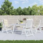 Perne scaun cu spătar înalt, 4 buc, crem, țesătură Oxford GartenMobel Dekor