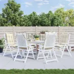 Perne scaun cu spătar înalt, 6 buc, crem, țesătură Oxford GartenMobel Dekor