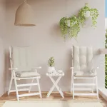 Perne scaun cu spătar înalt 2 buc, crem, țesătură Oxford GartenMobel Dekor