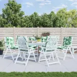 Perne de scaun spătar jos, 6 buc., model frunze, textil oxford GartenMobel Dekor