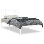 Cadru de pat din metal cu tăblie, alb, 107x203 cm GartenMobel Dekor