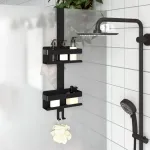 Suport de duș suspendat, negru mat, oțel inoxidabil 304 periat GartenMobel Dekor