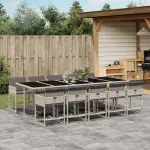 Set mobilier de grădină cu perne 11 piese gri deschis poliratan GartenMobel Dekor