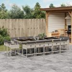 Set mobilier de grădină cu perne 15 piese gri deschis poliratan GartenMobel Dekor