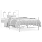 Cadru de pat metalic cu tăblie de cap/picioare, alb, 100x190 cm GartenMobel Dekor