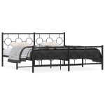 Cadru pat metalic cu tăblii de cap/picioare, negru, 183x213 cm GartenMobel Dekor