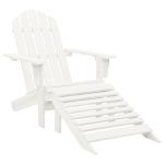 Scaun de grădină cu taburet, alb, lemn GartenMobel Dekor