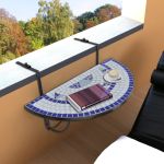 Masă de balcon suspendată, albastru și alb, mozaic GartenMobel Dekor