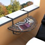 Masă de balcon suspendată, cărămiziu și alb, mozaic GartenMobel Dekor