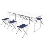 Set masă de camping pliabilă cu 6 scaune, reglabil, 180x60 cm GartenMobel Dekor