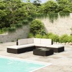 Set mobilier de grădină cu perne, 6 piese, negru, poliratan GartenMobel Dekor