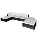 Set mobilier de grădină cu perne, 6 piese, negru, poliratan GartenMobel Dekor