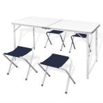 Set camping masă reglabilă și 4 scaune 120 x 60 cm GartenMobel Dekor
