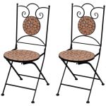 Scaune bistro pliante, 2 buc., cărămiziu, ceramică  GartenMobel Dekor