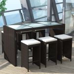 Set mobilier bar de grădină cu perne, 7 piese, maro, poliratan GartenMobel Dekor