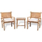 Set mobilier bistro cu perne, 3 piese, bambus GartenMobel Dekor
