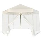 Marchiză pliabilă hexagonală, 6 pereți, alb crem, 3,6 x 3,1 m GartenMobel Dekor