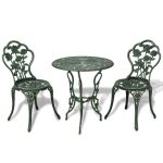 Set mobilier de bistro, 3 piese, verde, aluminiu turnat GartenMobel Dekor