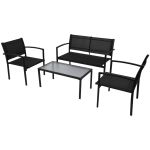 Set mobilier de grădină, 4 piese, negru, textilenă GartenMobel Dekor