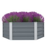 Pat înalt cu straturi, 129x129x46 cm, oțel galvanizat, gri GartenMobel Dekor