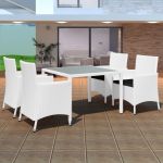Set mobilier de exterior, 5 piese, alb crem, poliratan GartenMobel Dekor