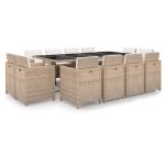 Set mobilier de exterior cu perne, 13 piese, bej, poliratan GartenMobel Dekor