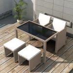 Set mobilier de exterior cu perne, 5 piese, bej, poliratan GartenMobel Dekor