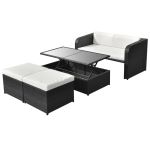 Set mobilier de grădină cu perne, 4 piese, negru, poliratan GartenMobel Dekor