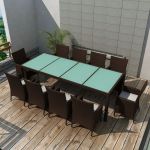 Set mobilier de exterior cu perne, 11 piese, maro, poliratan GartenMobel Dekor