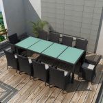 Set mobilier de exterior cu perne, 11 piese, negru, poliratan GartenMobel Dekor
