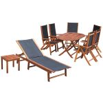 Set mobilier de exterior cu perne 9 piese, lemn masiv de acacia GartenMobel Dekor