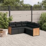 Set mobilier de grădină cu perne, 5 piese, negru, poliratan GartenMobel Dekor