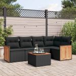 Set mobilier de grădină cu perne, 6 piese, negru, poliratan GartenMobel Dekor