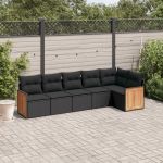 Set mobilier de grădină cu perne, 6 piese, negru, poliratan GartenMobel Dekor
