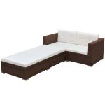 Set mobilier de grădină cu perne, 3 piese, maro, poliratan GartenMobel Dekor