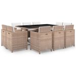 Set mobilier de exterior cu perne, 11 piese, bej, poliratan GartenMobel Dekor