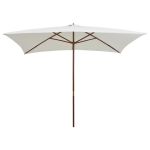 Umbrelă de soare cu stâlp de lemn, 200 x 300 cm, alb crem GartenMobel Dekor