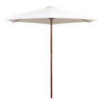 Umbrelă de soare cu stâlp de lemn 270 x 270 cm, alb crem GartenMobel Dekor