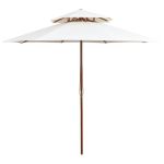 Umbrelă de soare dublă, 270x270 cm, stâlp de lemn, alb crem GartenMobel Dekor