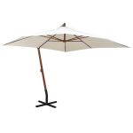 Umbrelă de soare suspendată cu stâlp de lemn, 300x300 cm, alb GartenMobel Dekor