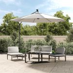 Umbrelă soare suspendată, iluminare LED, stâlp metalic 300 cm GartenMobel Dekor
