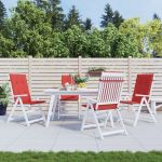 Perne scaun cu spătar înalt, 4 buc., roșu, 120x50x3 cm, textil GartenMobel Dekor