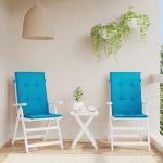 Perne scaun spătar înalt, 2 buc., albastru, 120x50x3 cm, textil GartenMobel Dekor